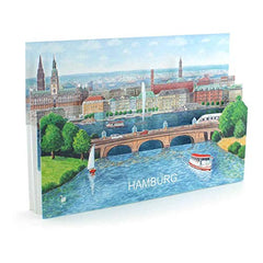 HAMBURG pop-up card / 3D card - a lovingly made city map that can be used as decoration. A special Hamburg greeting card - or a lovely souvenir