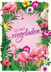 Edition Colibri set of 10 FLAMINGO PARTY invitation cards for children's birthdays or Hawaii-Aloha/Summer/Garden Party (11143)