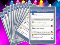 Set of 10 funny mobile/tablet invitation cards with WhatsApp message and smileys/emojis for a child's birthday or party by EDITION COLIBRI © (10730)