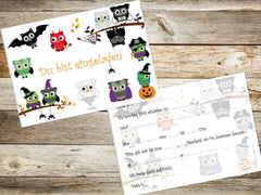 Set of 10 scary owl invitation cards for a Halloween or horror party for small children by EDITION COLIBRI (10646)