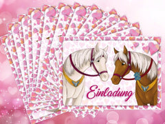 Edition Colibri 10 horse invitations for girls' birthdays with lovingly painted horses (10741)