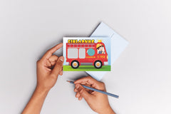 10 FIRE BRIGADE invitation card set: Funny invitations for children's birthdays with fireman and car by EDITION COLIBRI (10982)