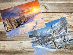 Edition Colibri WINTER LANDSCAPES (Set 4): Set of 50 postcards (5 motifs x 10 pieces) with winter nature motifs from the Alps (10742-46)