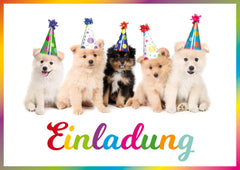 10 x  PARTY-HUNDE Geburtstagseinladungen