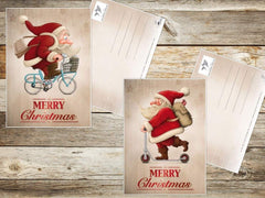 10 funny Christmas cards/set with 10 funny Santa Clauses, all different motifs, in A 6 format (14.8 x 10.5 cm) in retro/vintage style by EDITION COLIBRI (11051-95)