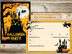 Edition Colibri 12 Halloween invitation cards / 12 spooky invitations to the Halloween party with haunted castle and witch