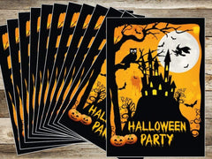 Edition Colibri 12 Halloween invitation cards / 12 spooky invitations to the Halloween party with haunted castle and witch