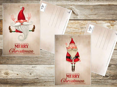 10 funny Christmas cards/set with 10 funny Santa Clauses, all different motifs, in A 6 format (14.8 x 10.5 cm) in retro/vintage style by EDITION COLIBRI (11051-95)