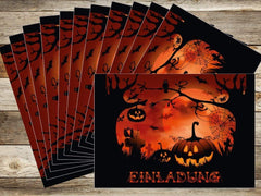 Edition Colibri NIGHT IN THE CEMETERY: Set of 10 invitation cards for a horror party/Halloween: Invitations to a scary zombie or Halloween party