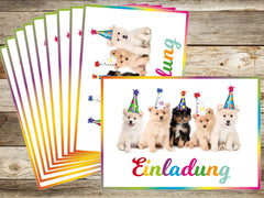 10 x  PARTY-HUNDE Geburtstagseinladungen