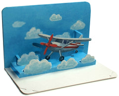 ONLY FLYING IS MORE BEAUTIFUL: Pop-up card airplane / 3D folding card of a small propeller plane - ideal as a travel voucher or as a voucher card for a flight/holiday