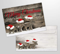 10 ELK Christmas cards with envelope - 10 identical, nostalgic folding cards for Christmas in a set with matching envelopes. Format: DIN A 6 (14.8 x 10.5 cm)