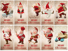 10 funny Christmas cards/set with 10 funny Santa Clauses, all different motifs, in A 6 format (14.8 x 10.5 cm) in retro/vintage style by EDITION COLIBRI (11051-95)