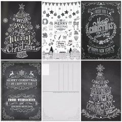 Edition Colibri 50 Christmas cards (Set 3): "CHALK NOSTALGIA III / Set of 50 nostalgic Christmas cards (5 designs x 10 pieces = 50 pieces) in black and white in retro/vintage style (10747-51)