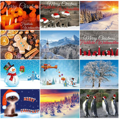 12 Christmas cards in a set: 12 motifs - a colorful mix of nostalgic cards, winter landscapes and funny Christmas postcards from EDITION COLIBRI - environmentally friendly