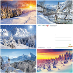 Edition Colibri WINTER LANDSCAPES (Set 4): Set of 50 postcards (5 motifs x 10 pieces) with winter nature motifs from the Alps (10742-46)